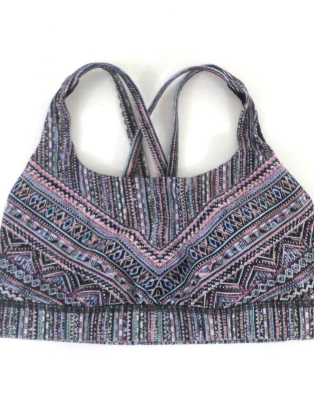 Lululemon Tribal Pace Energy Geometric Padded Sports Bra sz 6 Strappy Back